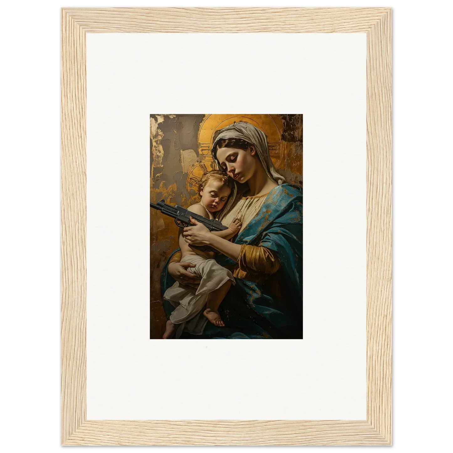 Framed wall art of Madonna and Child evokes Serenity Spirit for elegant room decor