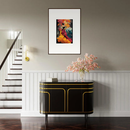 Art Deco black cabinet with gold trim in the Flamelight Fluidity Fantasia collection