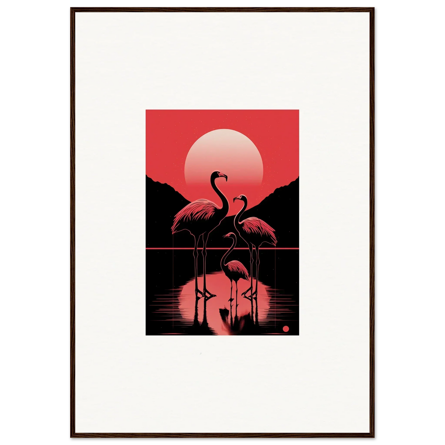 Silhouette of flamingos at sunset, perfect for a dreamy room decoration canvas print