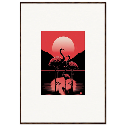 Silhouette of flamingos at sunset, perfect for a dreamy room decoration canvas print