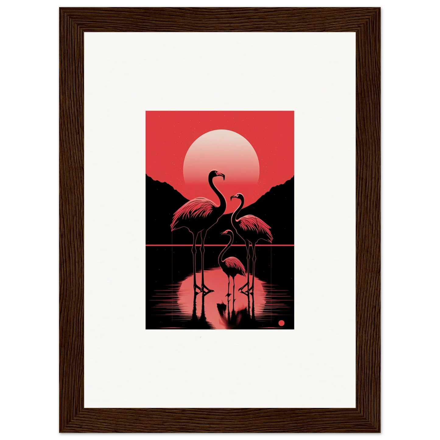 Framed canvas print of flamingos silhouettes for stylish room decoration