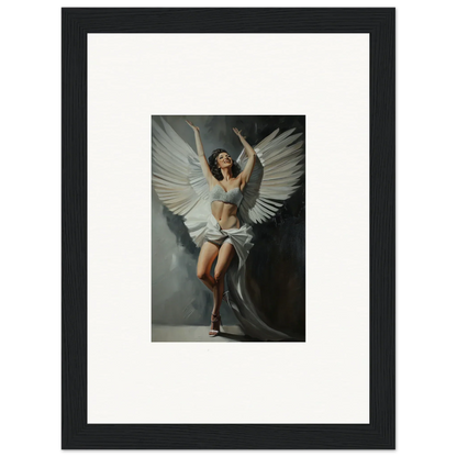 Framed canvas print of a woman with white wings for bliss paradise room decoration