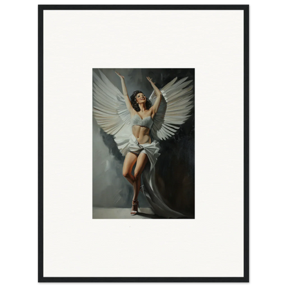 Framed photo of a woman with white wings, perfect for Bliss Paradise room decoration