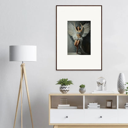 Stunning canvas print of a figure with white wings, perfect for bliss paradise room decoration