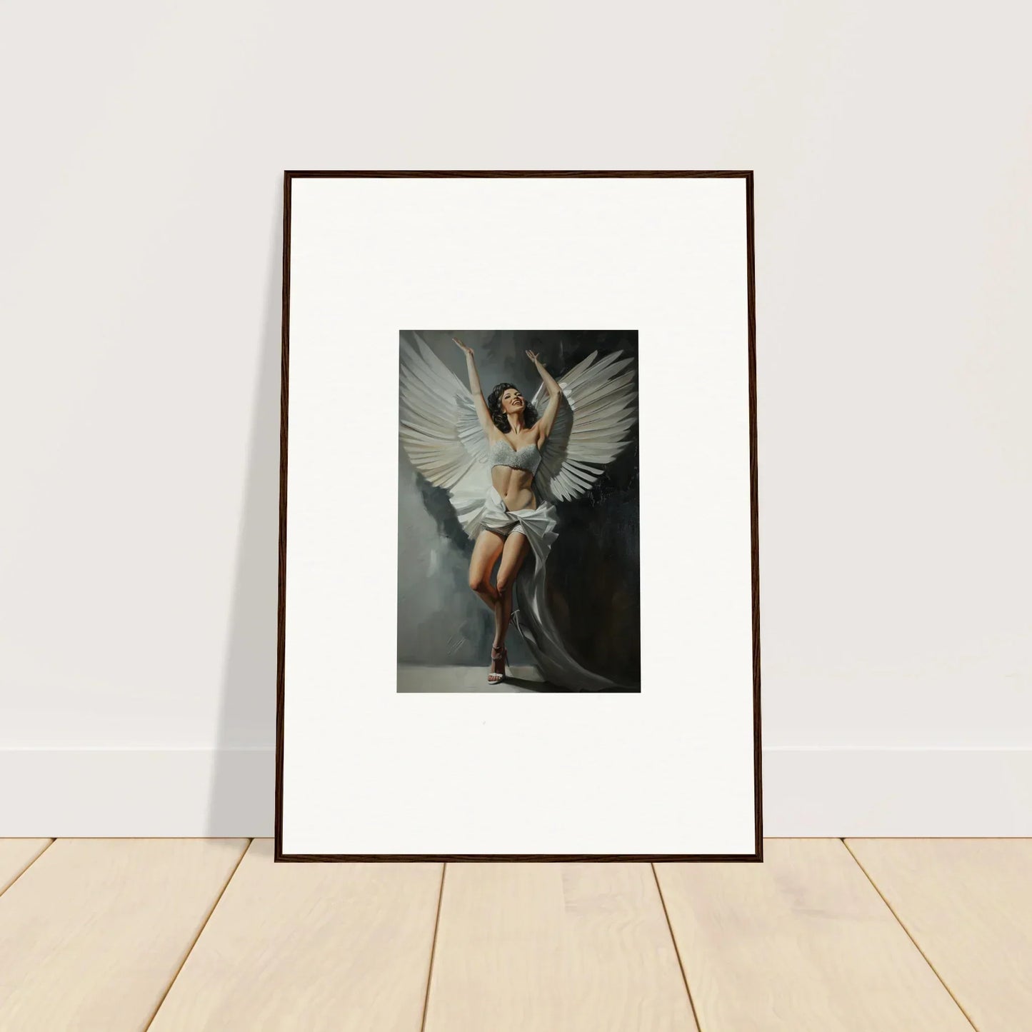 Framed canvas print of an angelic figure, perfect for bliss paradise room decoration