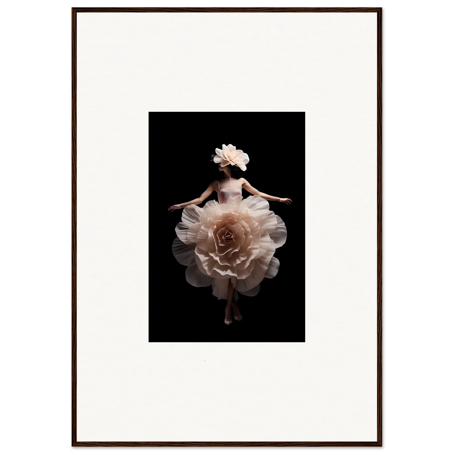 Ballerina figure with a dress resembling a blooming rose.