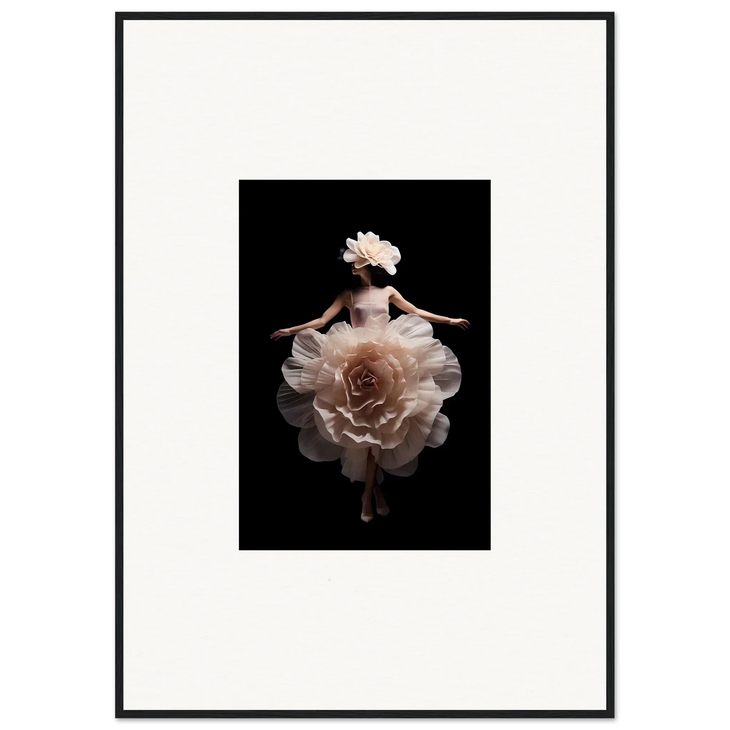 Ballerina-like figure with a dress resembling a blooming rose.