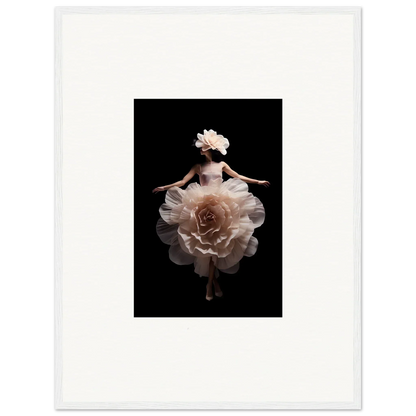 Ballerina-like figure with a dress resembling a blossoming rose.