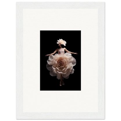 Ballerina figure formed by a delicate pink flower in full bloom.