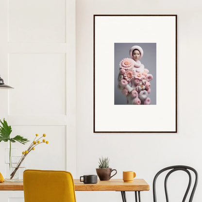 Framed wall art of a person with pink stuffed animals for Floral Chrysanthemum Daydream