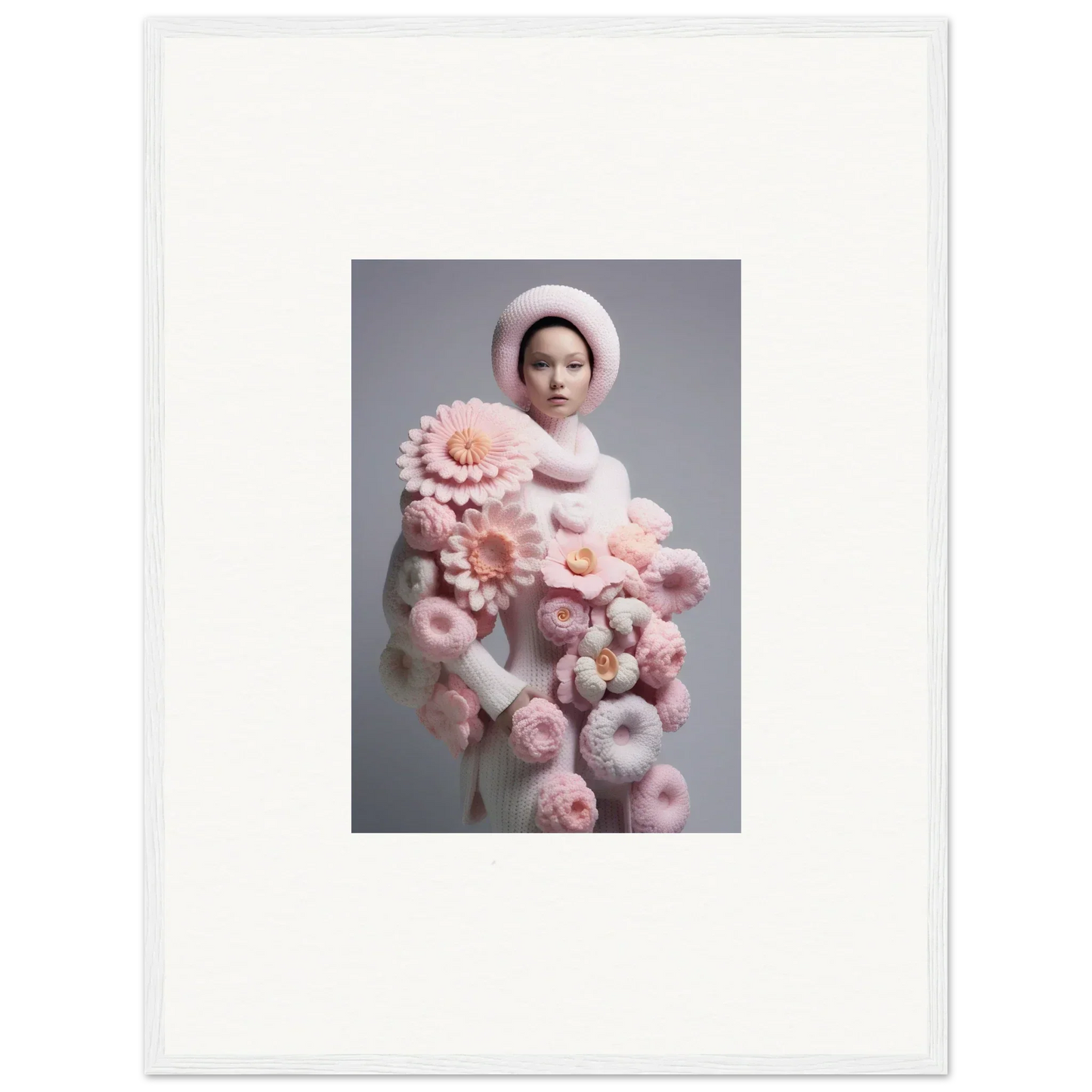 Portrait of a person in a white hat and scarf, enhancing Floral Chrysanthemum Daydream room decor