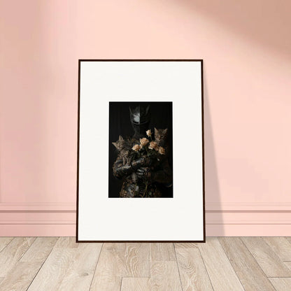 Framed black and white floral still life wall art for Cuddle Chaotica room decor