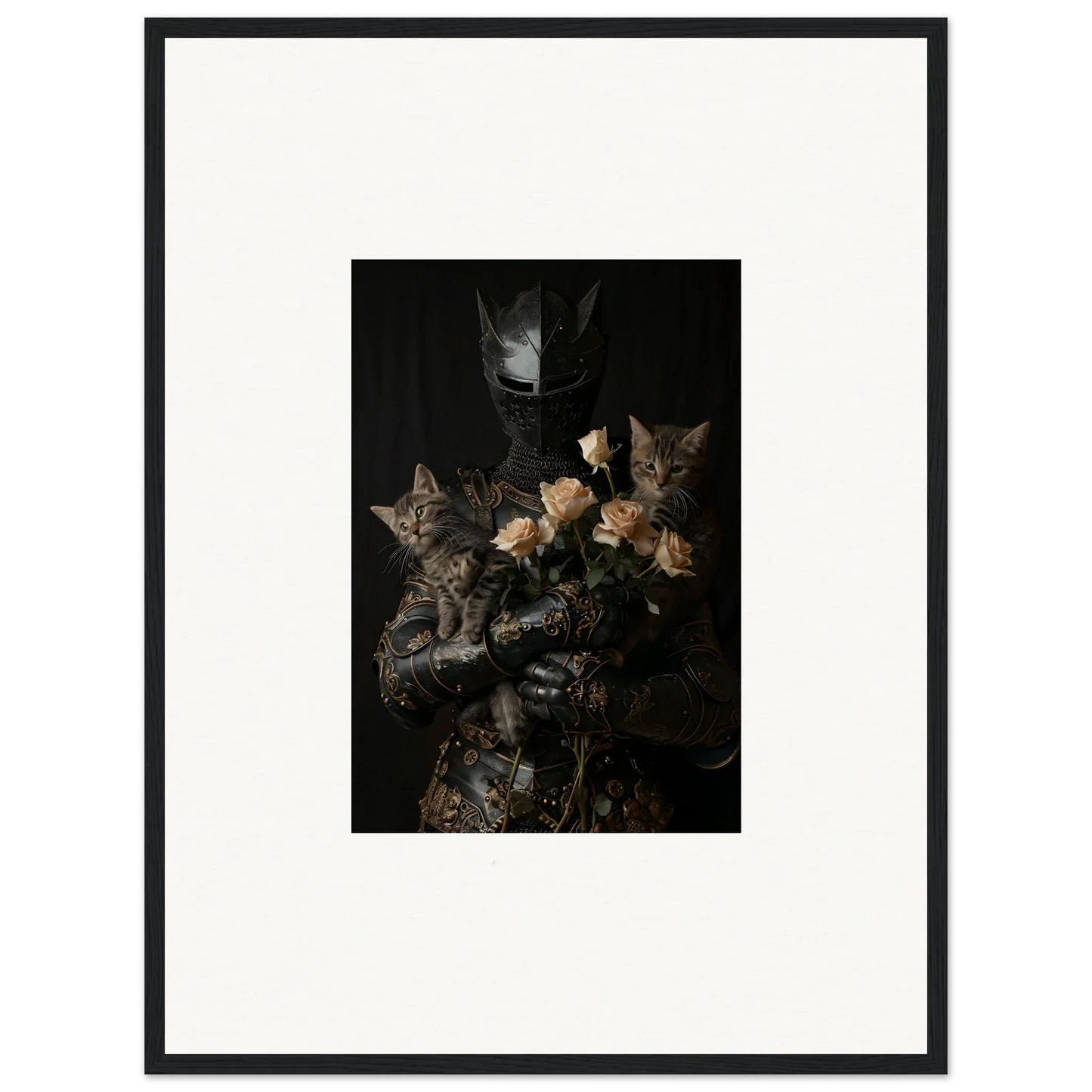 Framed wall art of kittens nestled together, perfect for cuddle chaotica room decor