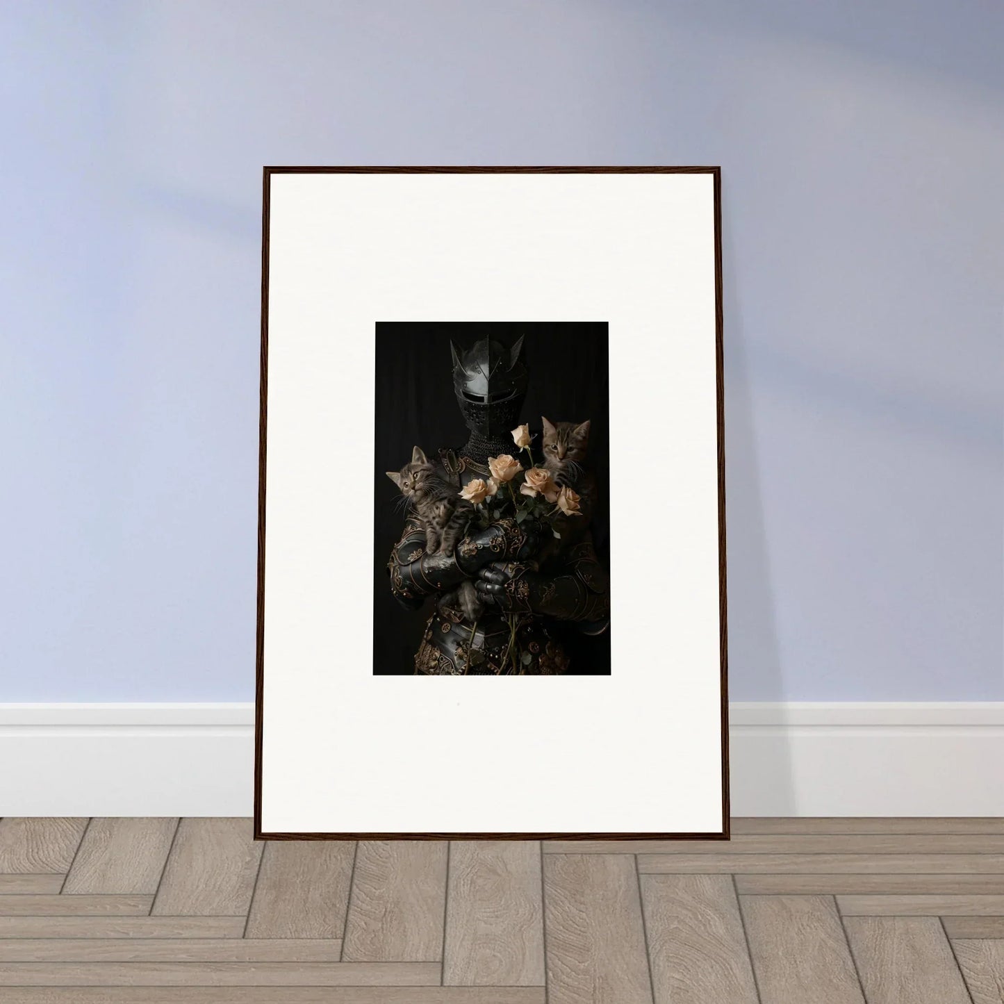 Framed wall art of dark floral still life for elegant room decor, Cuddle Chaotica