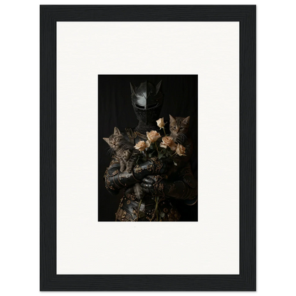 Framed wall art of tabby kittens and pale roses, ideal for Cuddle Chaotica room decor