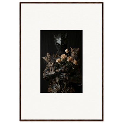 Dark still life of roses and cats, perfect for Cuddle Chaotica framed wall art