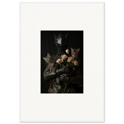 Dark floral still life painting with roses, Cuddle Chaotica framed wall art for room decor