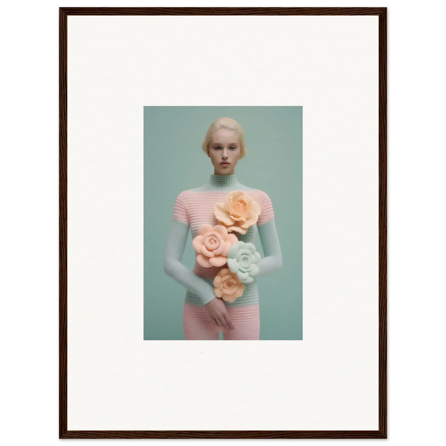 Portrait of a person in pink holding floral decor, perfect for Dream Couture canvas print