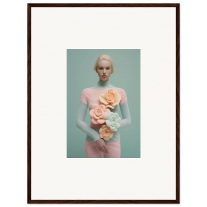 Portrait of a person in pink holding floral decor, perfect for Dream Couture canvas print