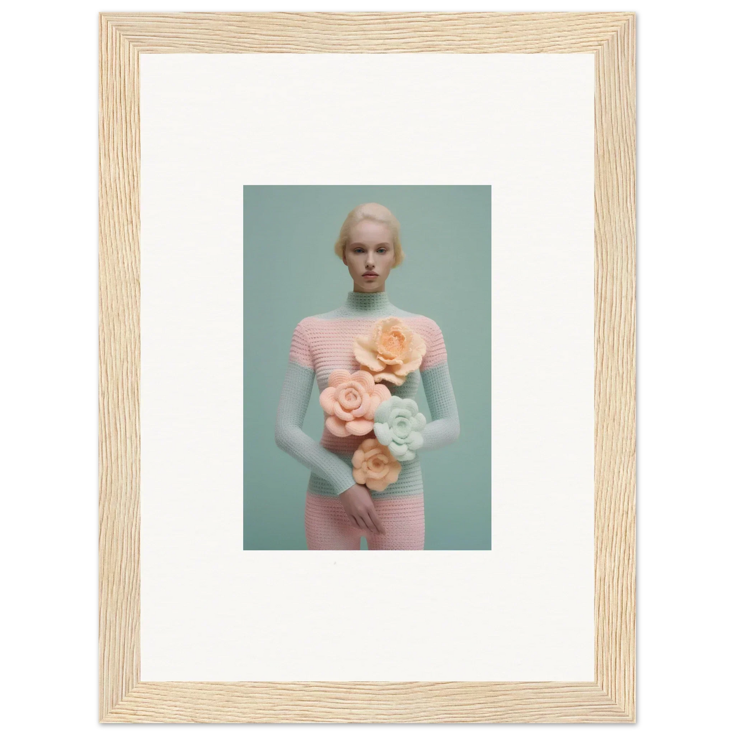 Framed canvas print of a person in pastel colors for dreamy room decoration