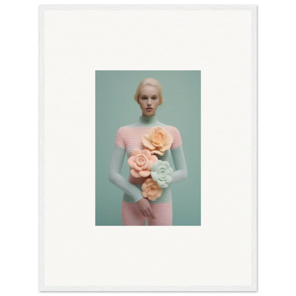 Pale-skinned figure in pink attire showcasing floral shapes, perfect for Dream Couture vibes