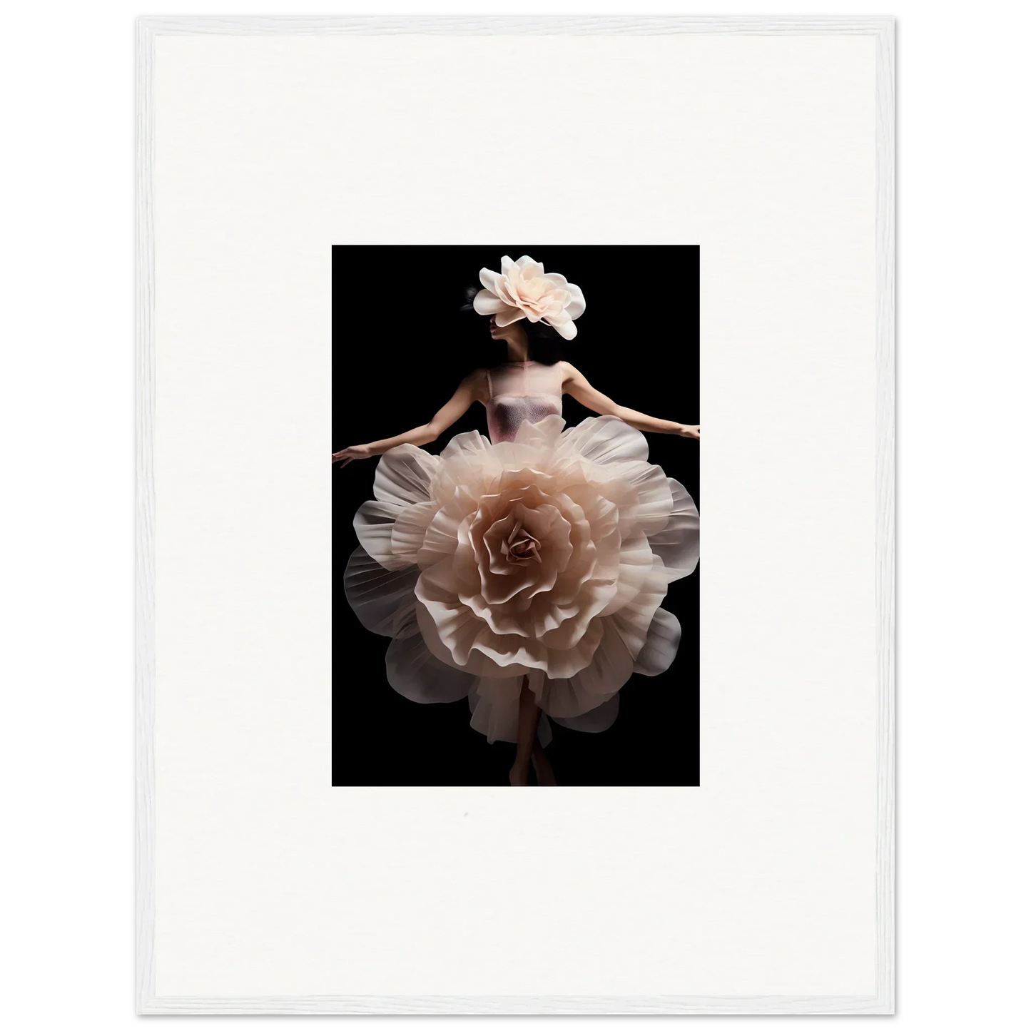 Ballerina wearing a dress resembling a blossoming rose.