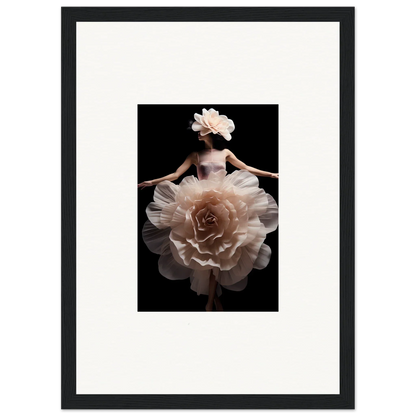 Ethereal figure with a dress resembling a blossoming pale rose.