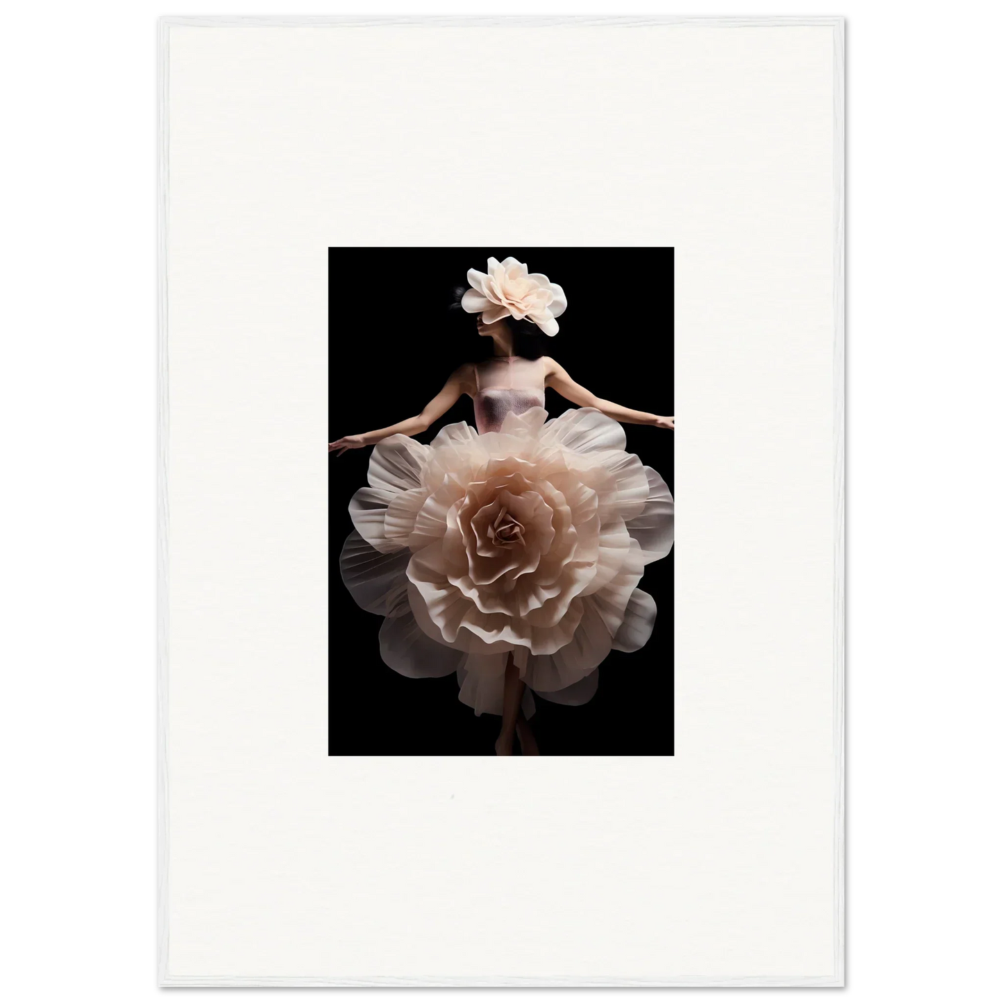 Ethereal figure with a dress resembling a blossoming rose.