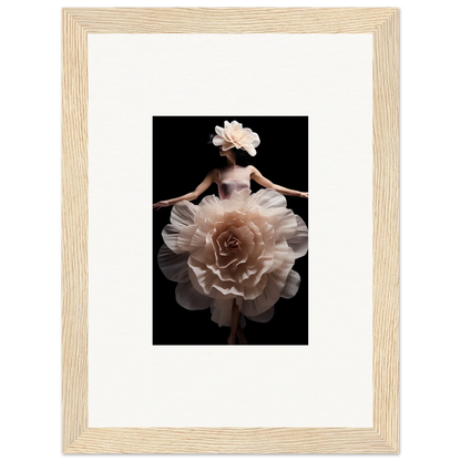 Ethereal figure with a dress resembling a blossoming rose.