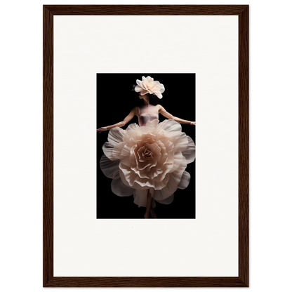 Ethereal figure with a dress resembling a blossoming pale rose.