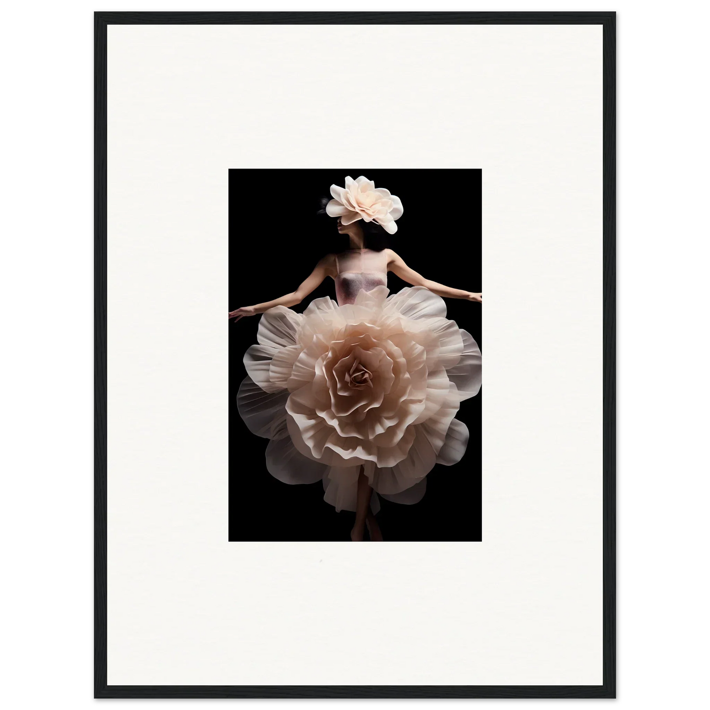 Ballerina with a dress resembling a blooming rose.