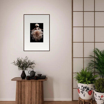 Framed black and white photograph of hands holding a rose.