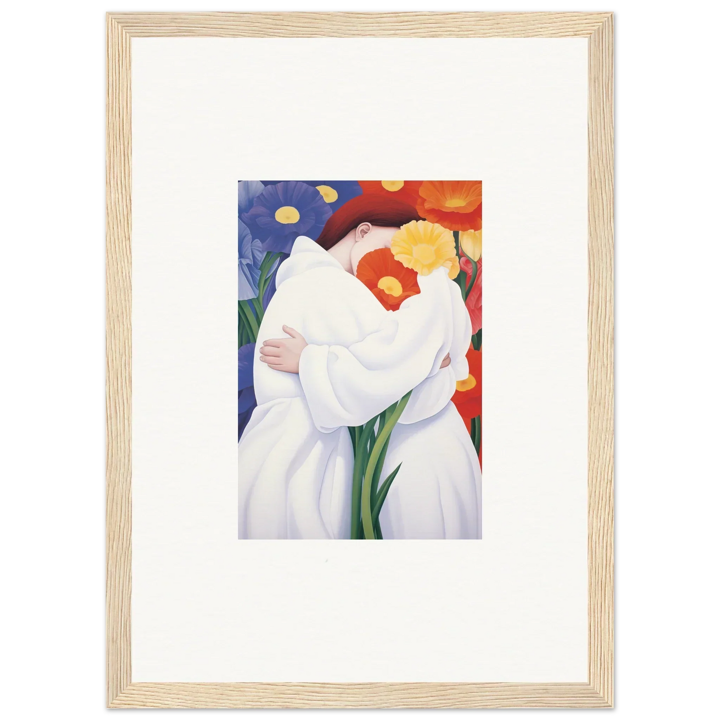 Abstract painting of a white flower with colorful accents for room decor canvas prints