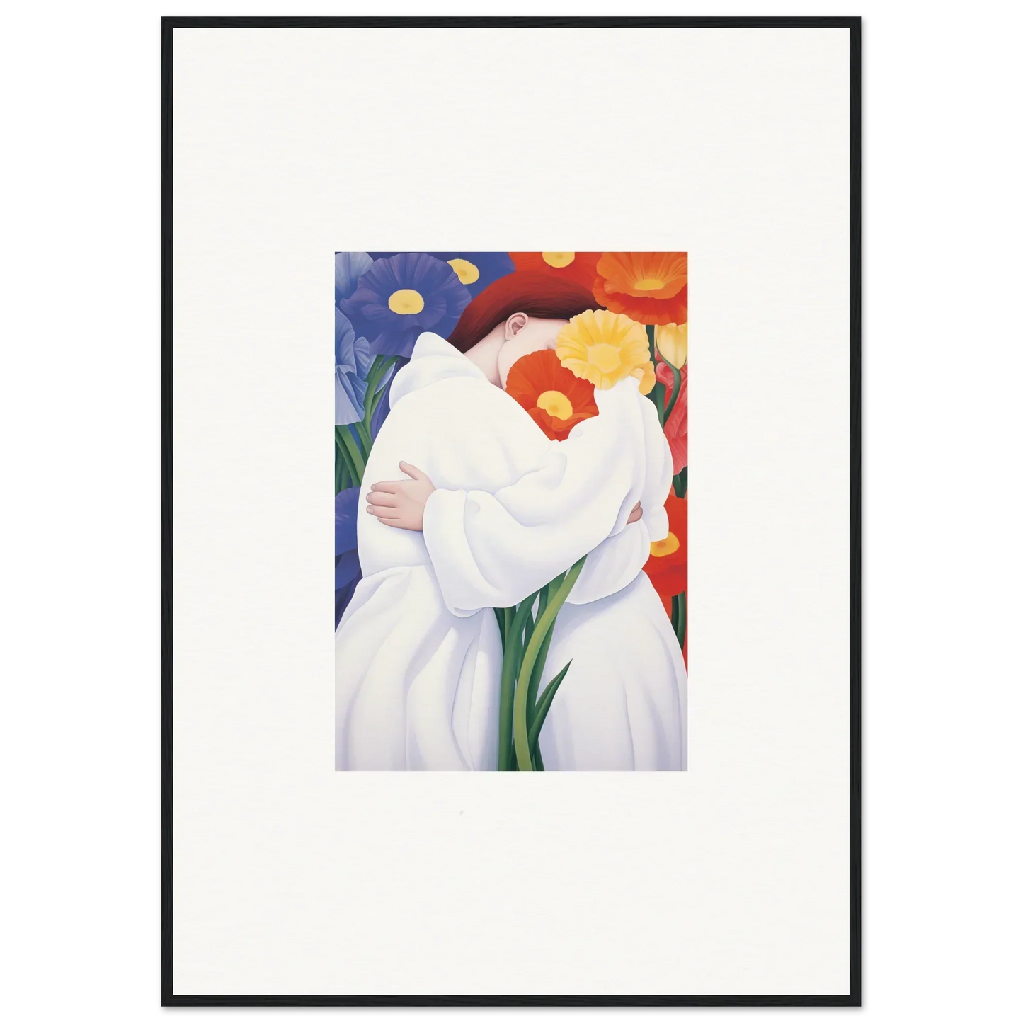 Abstract painting of a white calla lily in colorful background for canvas prints room decor