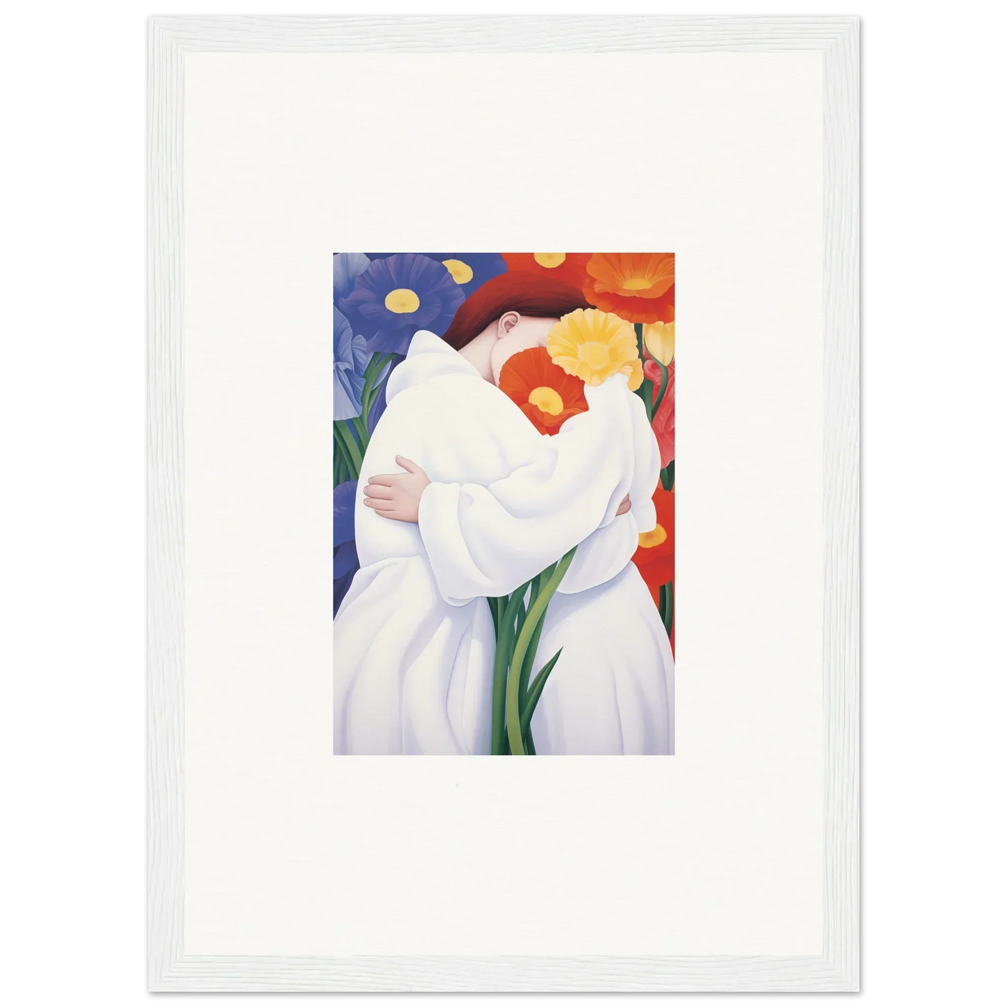 Abstract painting of a white flower, perfect for framed wall art or room decor