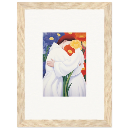 Framed abstract painting of white flowers for stunning room decor and wall art