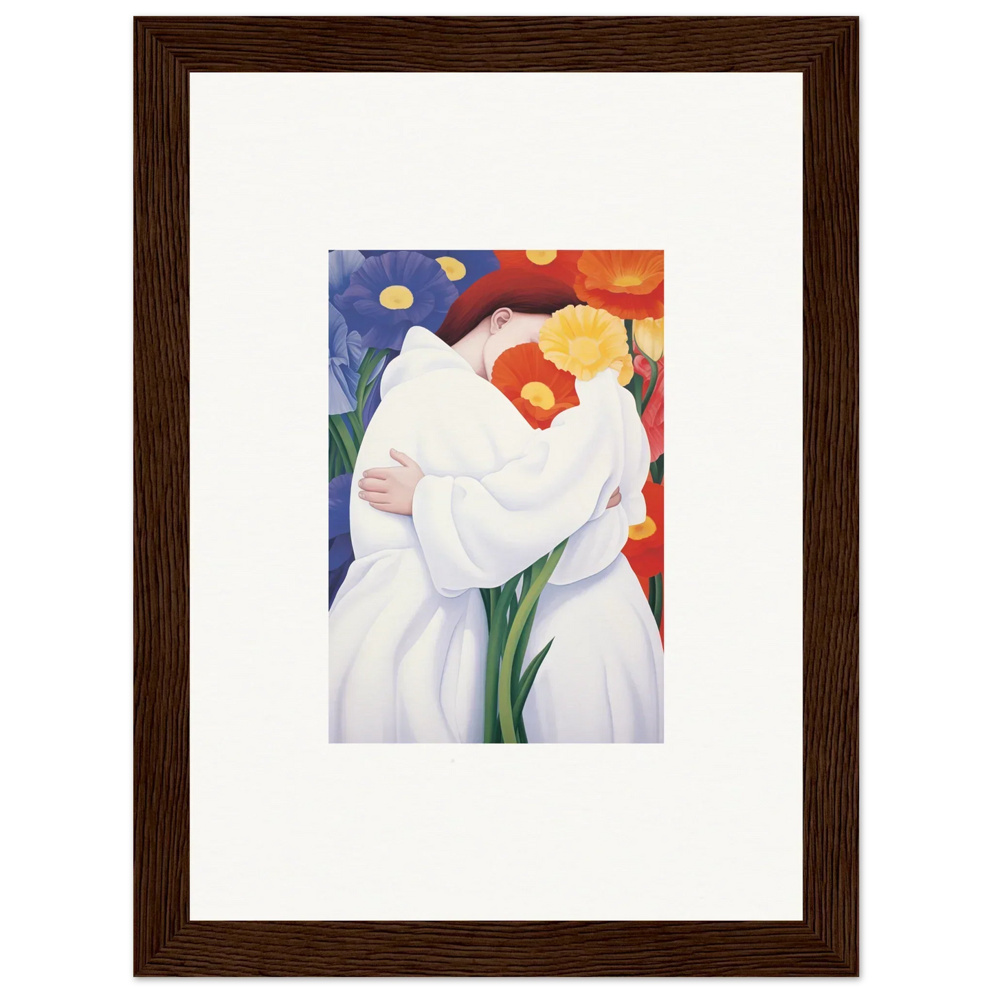 White Calla Lily flower with orange and red accents for elegant room decor canvas prints