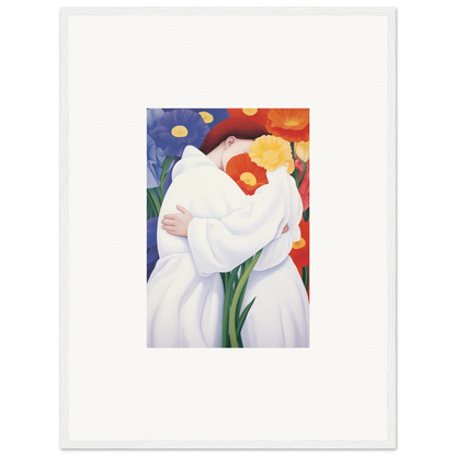 Abstract painting of embracing figures in robes, perfect for room decor and framed wall art