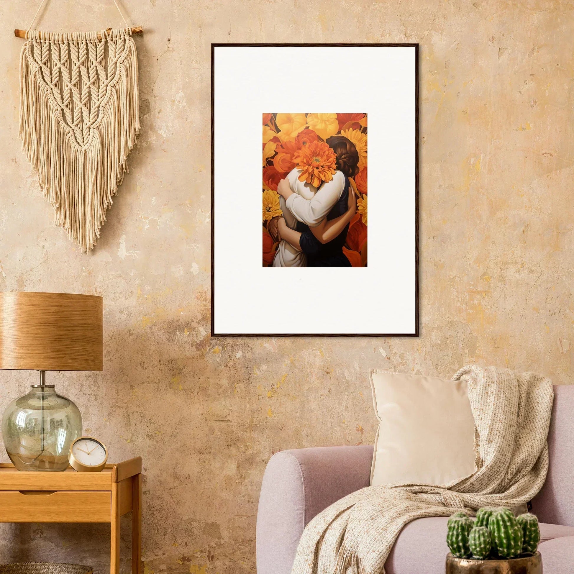 Framed canvas print of euphoria embrace with autumn colors for room decoration