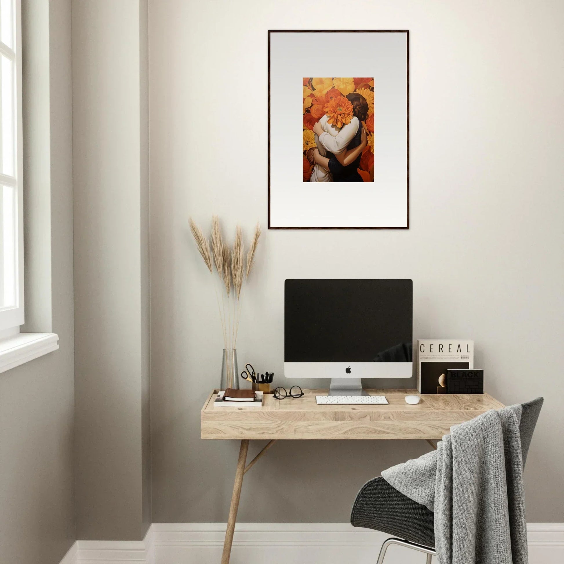 Framed fox artwork with autumn leaves for your euphoria embrace room decoration