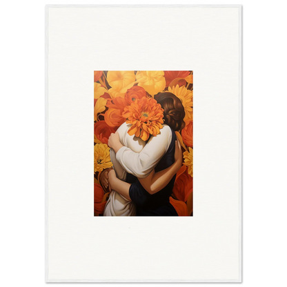 Couple in love with orange flower, perfect for Euphoria Embrace canvas print room decoration