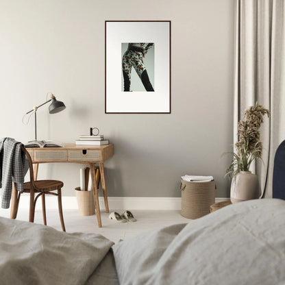 Framed black and white photograph of a leopard’s spotted leg and paw.