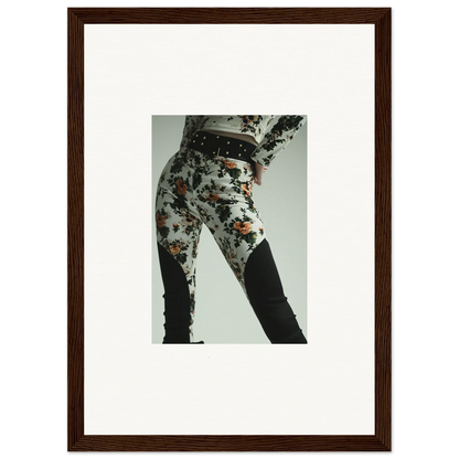 Pair of patterned pants or leggings with a floral or abstract design.