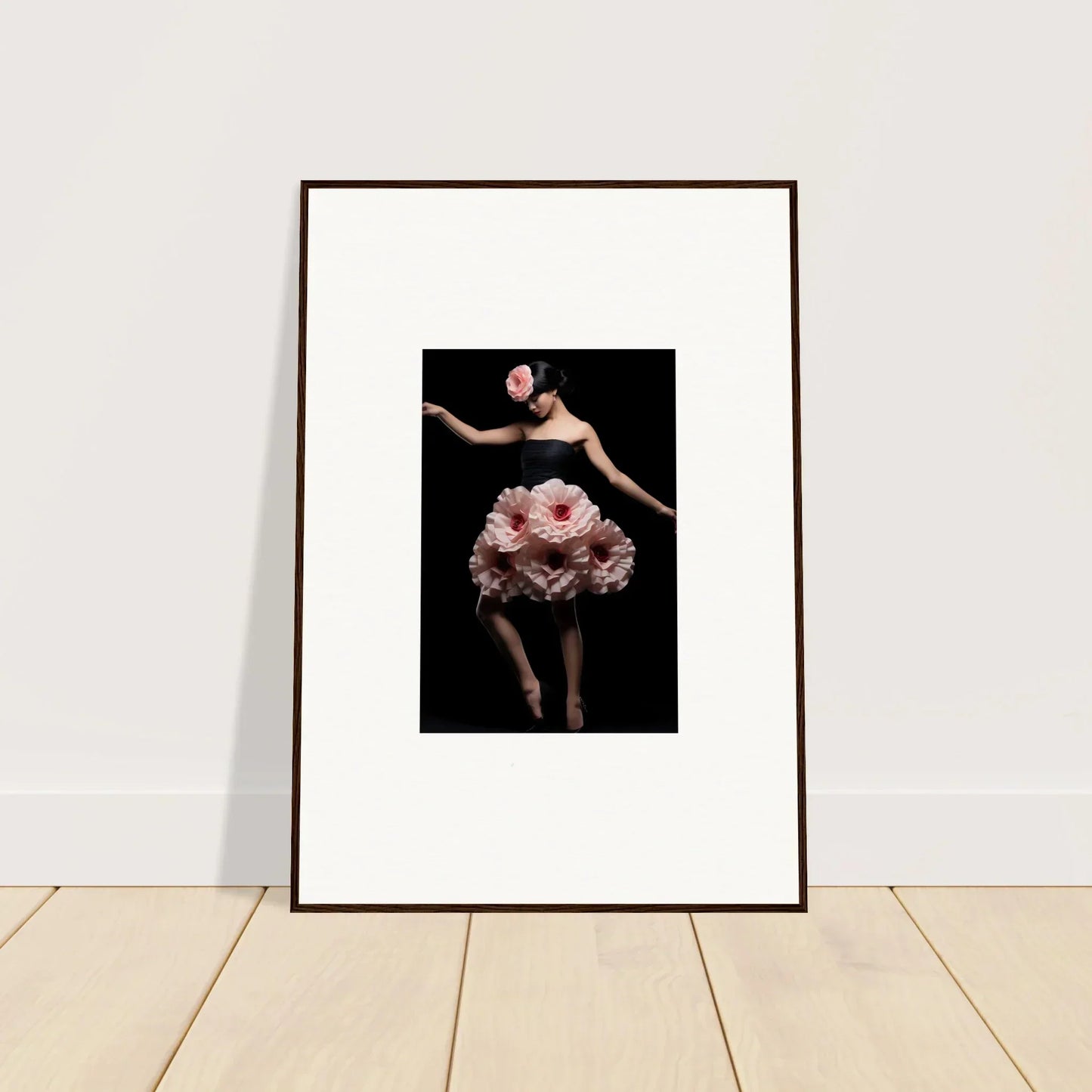 Framed wall art of a dancer in a pink floral skirt, perfect for Room Decor