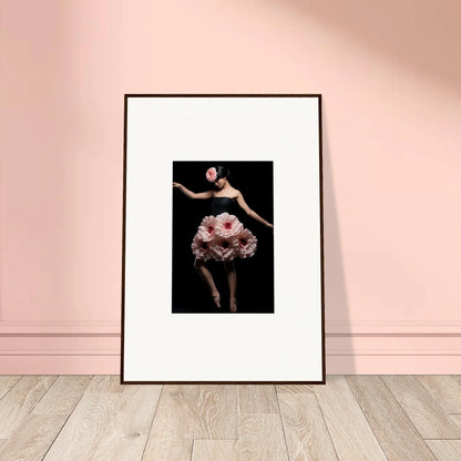 Framed wall art of a ballet dancer in a floral tutu for elegant room decor