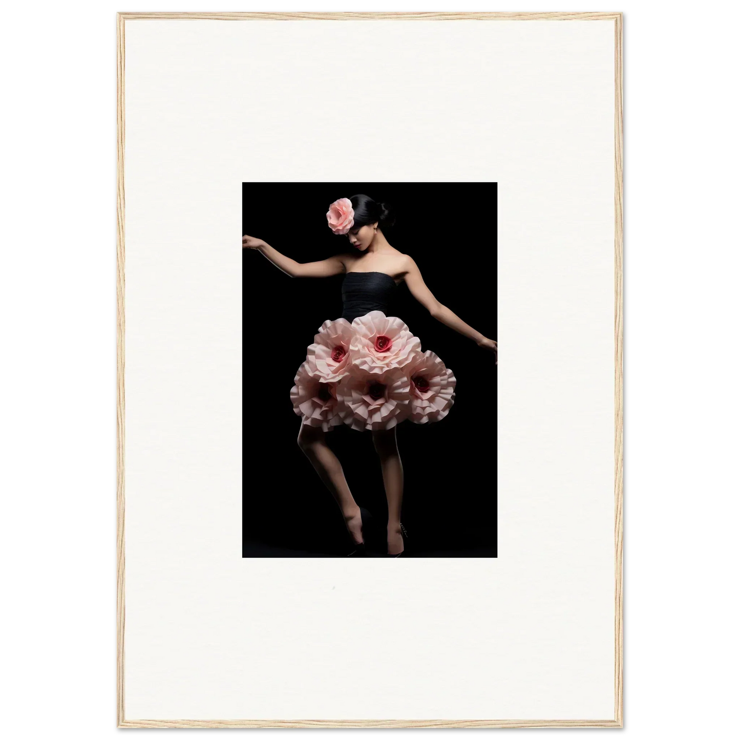 Graceful figure in pink floral petals for Floral Reverie Wrapped framed wall art