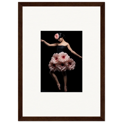 Dancer in pink floral petals dress, perfect for Floral Reverie Wrapped wall art