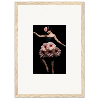 Artistic dancer in pink flower skirt for Floral Reverie Wrapped framed wall art