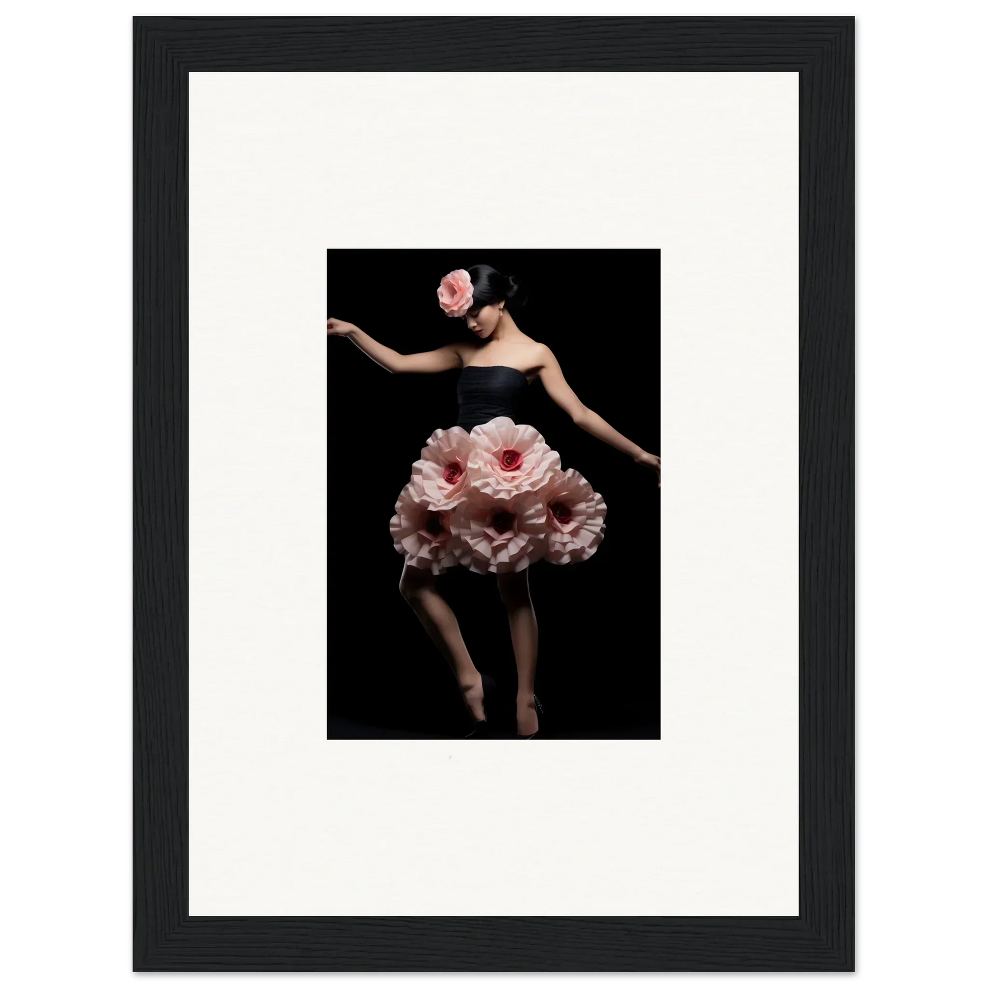 Dancer in oversized pink floral skirt from Floral Reverie Wrapped for room decor