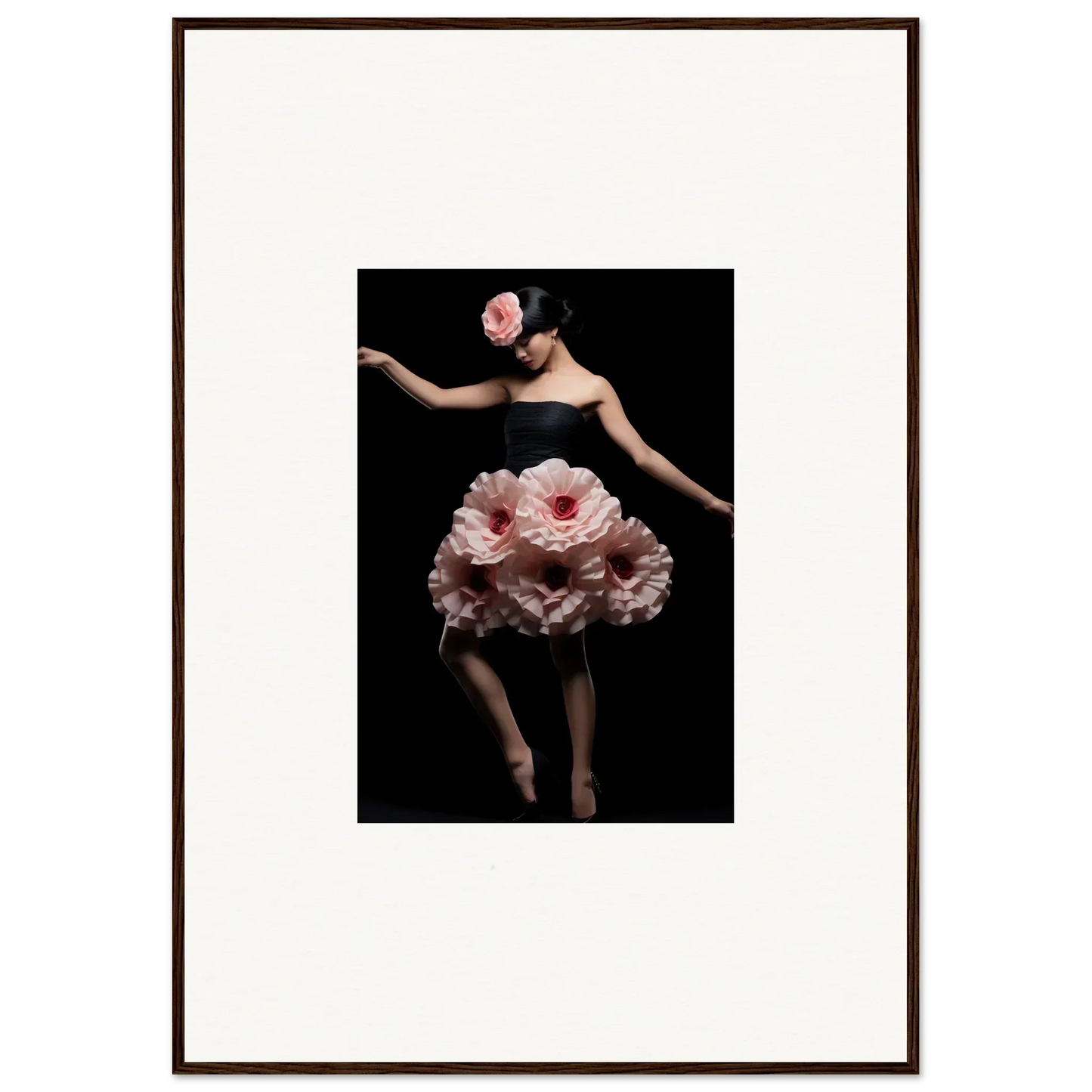 Artistic figure in floral dress for Floral Reverie Wrapped wall art room decor